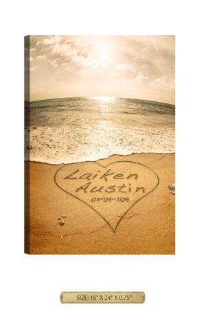 Sand Writing - Personalized Wall Art With Your Names & Date.